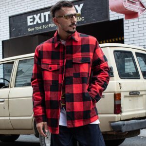 Winter Plaid Fleece Sherpa Flannel Jackets Shirt Men