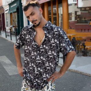 Stripe Short Sleeve Loose Hawaiian Shirt Men