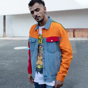 Color Blocks Casual Cotton Denim Shirt Men