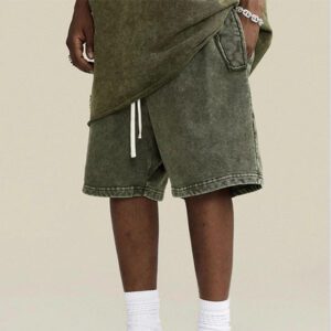Streetwear Oversized Distressed Vintage Acid Wash Shorts Men