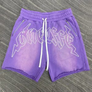 French Terry Heavy Cotton Vintage Acid Wash Shorts Men