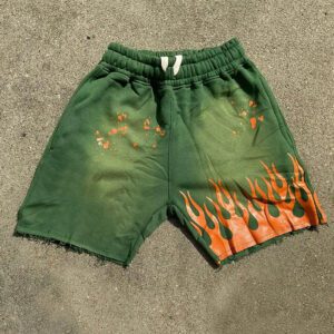 Graphic Print Vintage Acid Wash Shorts men