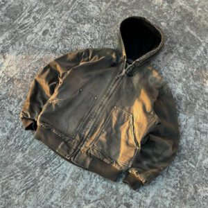 Acid Wash Cotton Canvas Vintage Work Hooded Jackets Men