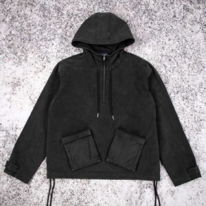 Oversized Cotton Vintage Half Zipper Acid Washed Hoodies Men